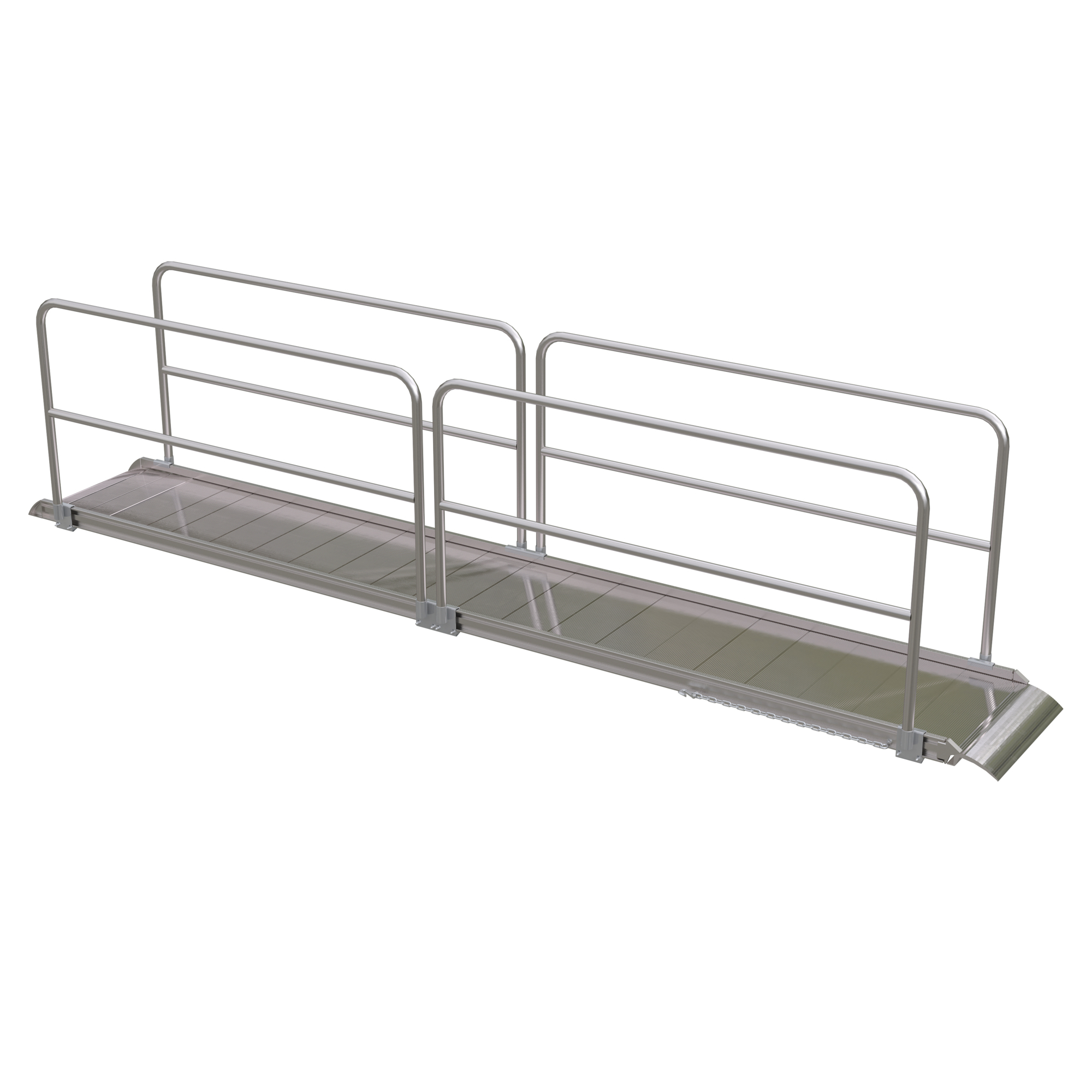 Vestil Aluminum Walk Ramp with Handrails - 192in. Length, 1000-Lb. Capacity, Non-Skid Surface, Model# AWR-28-16A-HR